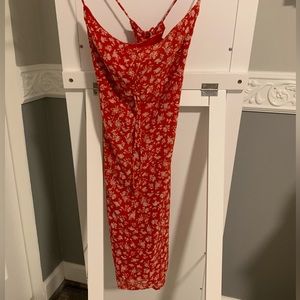 red with white flowers sun dress with open back